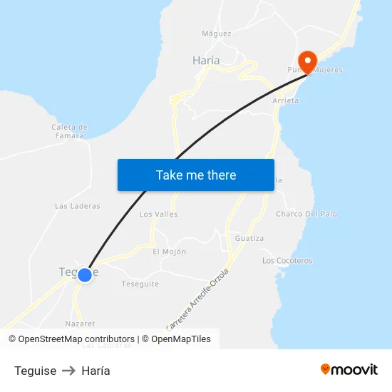 Teguise to Haría map