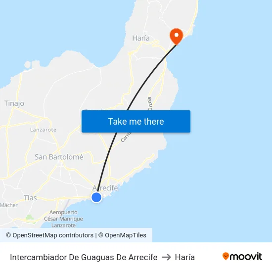 Intercambiador De Guaguas De Arrecife to Haría map
