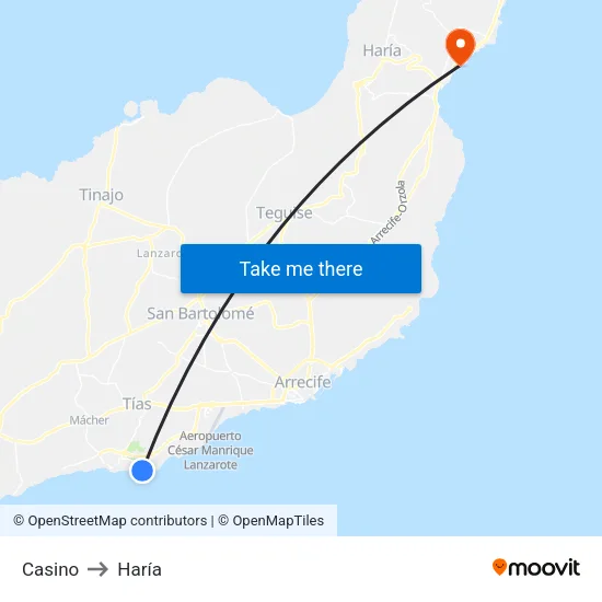 Casino to Haría map