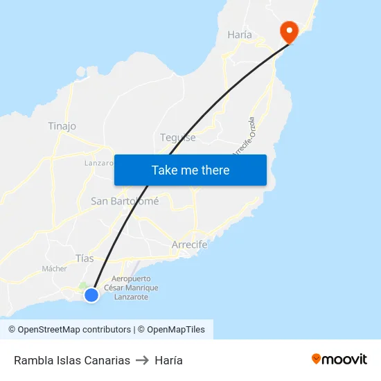 Rambla Islas Canarias to Haría map