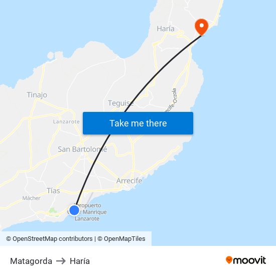 Matagorda to Haría map