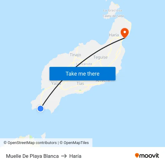 Muelle De Playa Blanca to Haría map