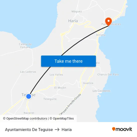 Ayuntamiento De Teguise to Haría map