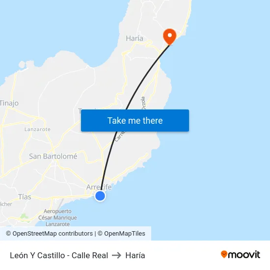 León Y Castillo - Calle Real to Haría map