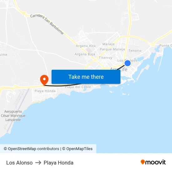 Los Alonso to Playa Honda map