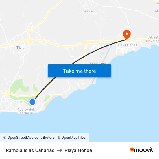 Rambla Islas Canarias to Playa Honda map