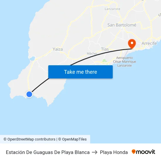 Estación De Guaguas De Playa Blanca to Playa Honda map