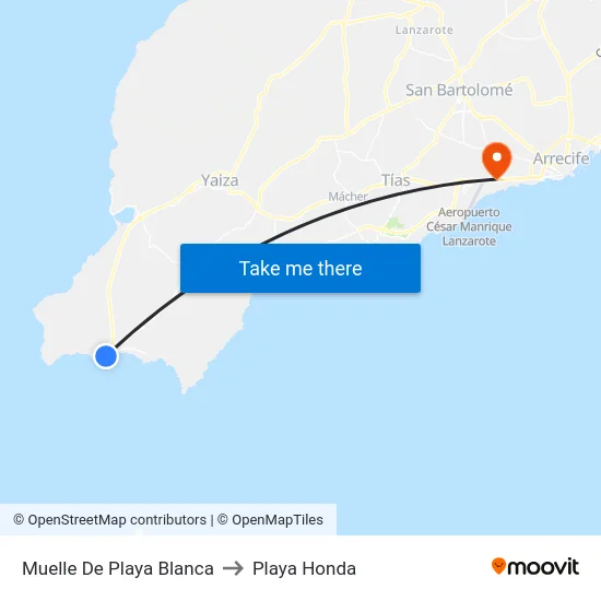 Muelle De Playa Blanca to Playa Honda map
