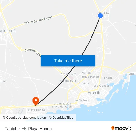 Tahiche to Playa Honda map