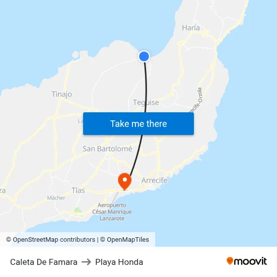 Caleta De Famara to Playa Honda map