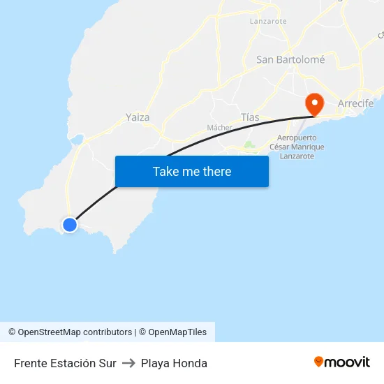 Frente Estación Sur to Playa Honda map