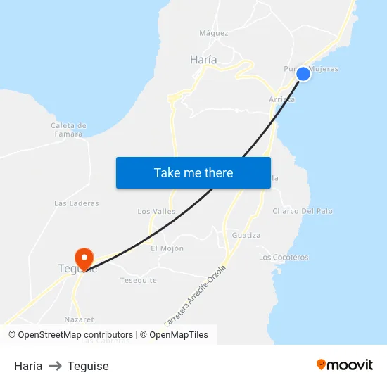 Haría to Teguise map