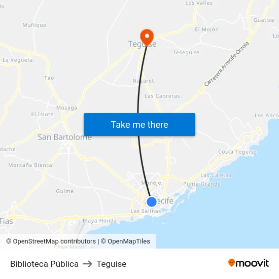 Biblioteca Pública to Teguise map