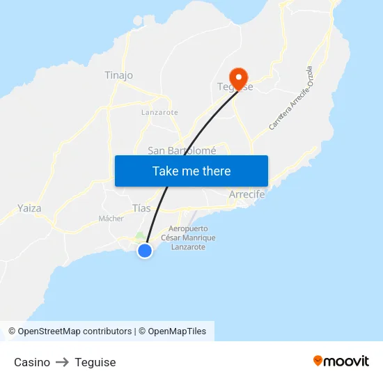 Casino to Teguise map