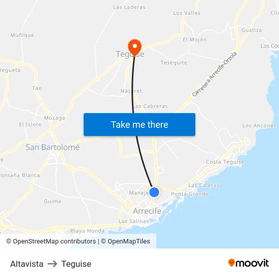 Altavista to Teguise map