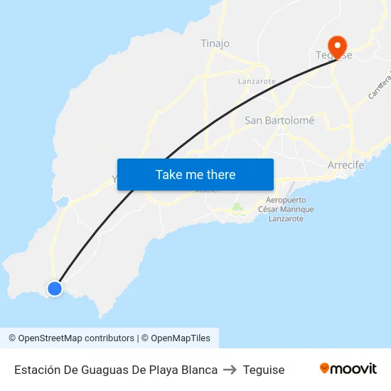Estación De Guaguas De Playa Blanca to Teguise map
