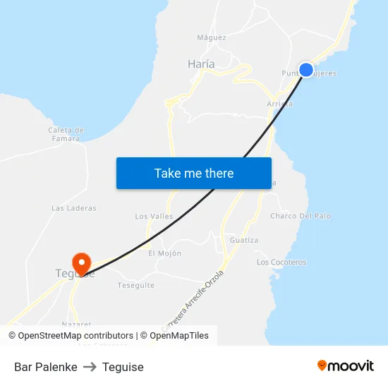 Bar Palenke to Teguise map