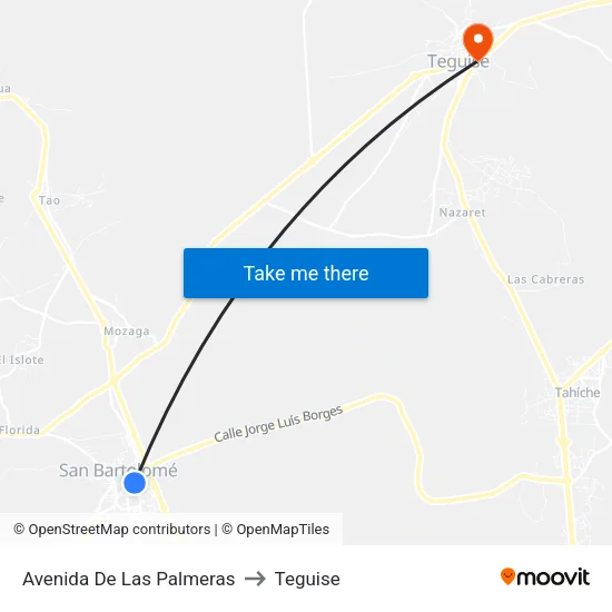 Avenida De Las Palmeras to Teguise map