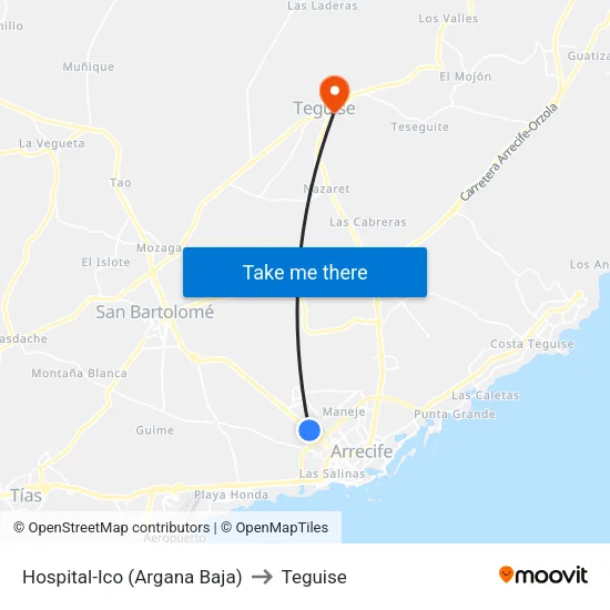 Hospital-Ico (Argana Baja) to Teguise map