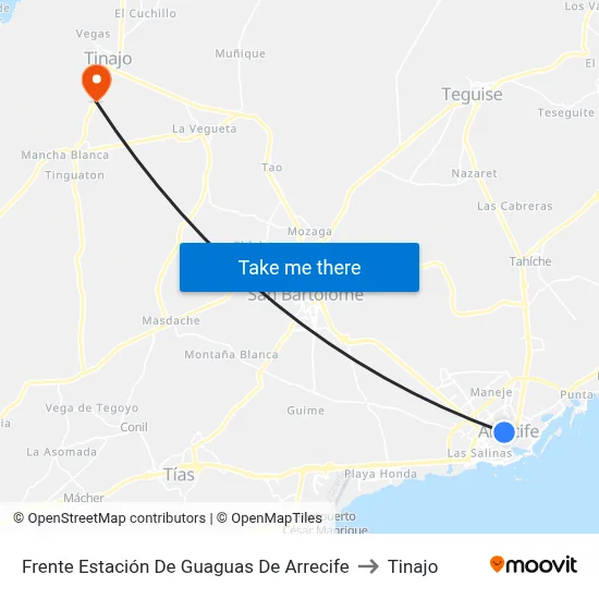 Frente Estación De Guaguas De Arrecife to Tinajo map