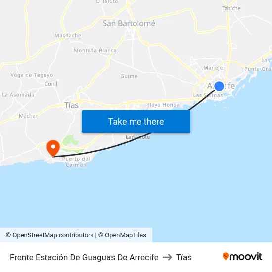 Frente Estación De Guaguas De Arrecife to Tías map