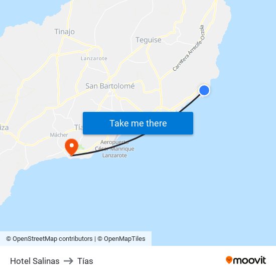 Hotel Salinas to Tías map