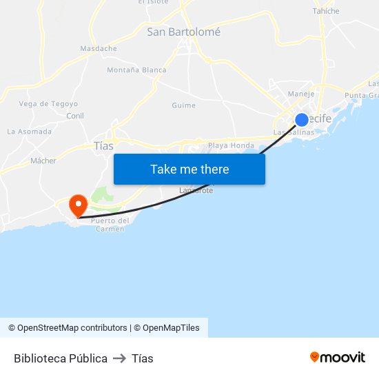 Biblioteca Pública to Tías map