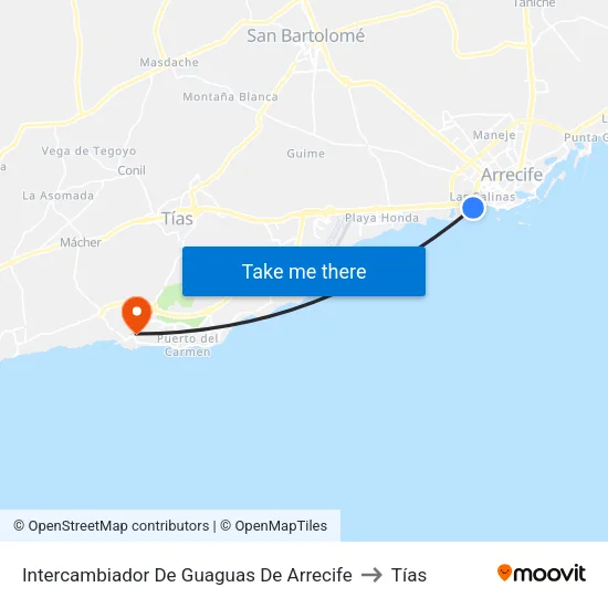 Intercambiador De Guaguas De Arrecife to Tías map