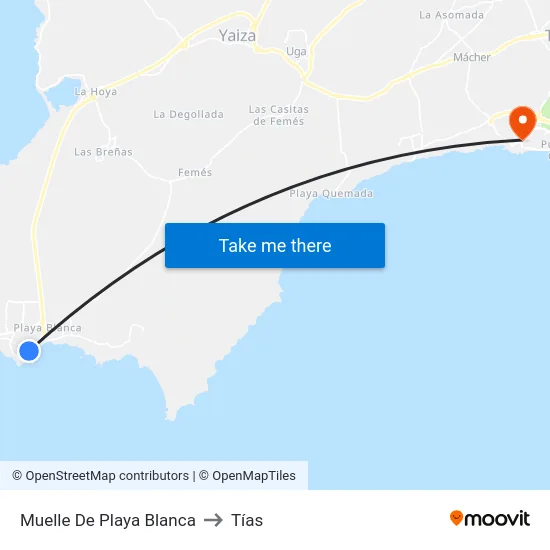Muelle De Playa Blanca to Tías map