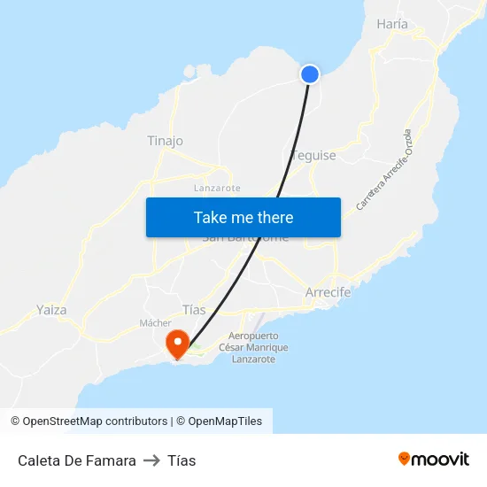Caleta De Famara to Tías map