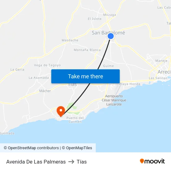 Avenida De Las Palmeras to Tías map