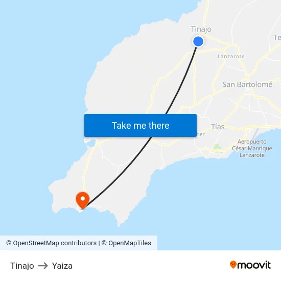 Tinajo to Yaiza map