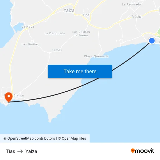 Tías to Yaiza map