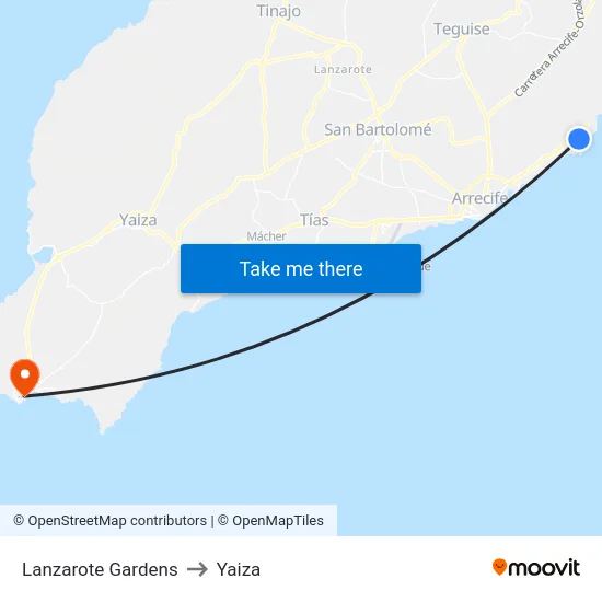 Lanzarote Gardens to Yaiza map