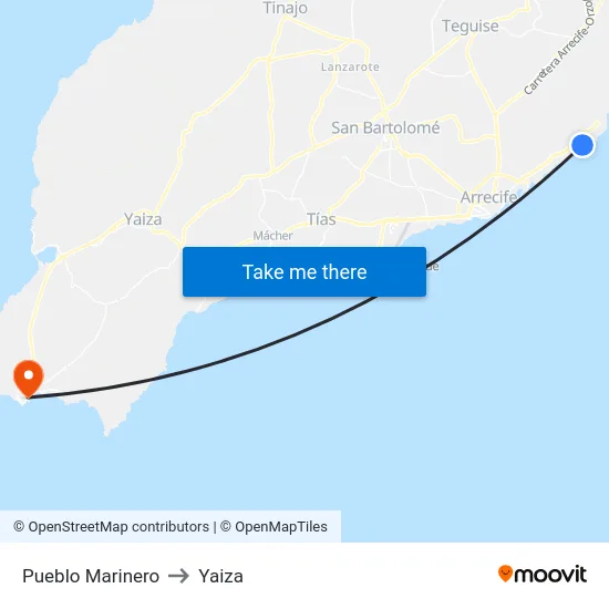 Pueblo Marinero to Yaiza map