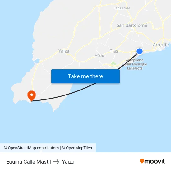 Equina Calle Mástil to Yaiza map