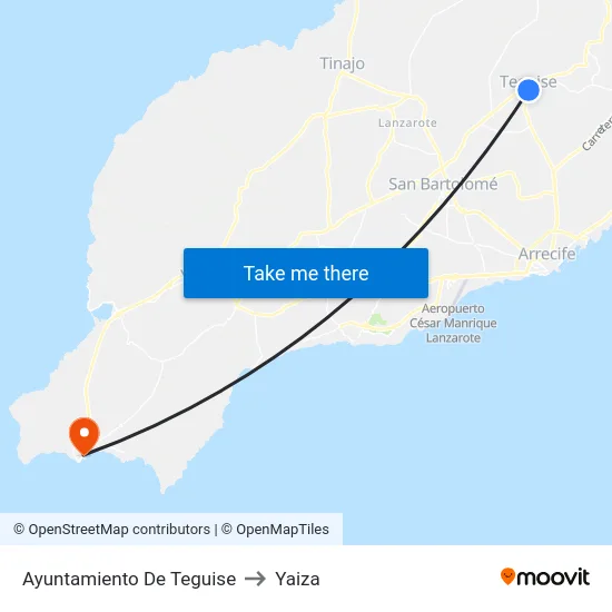 Ayuntamiento De Teguise to Yaiza map