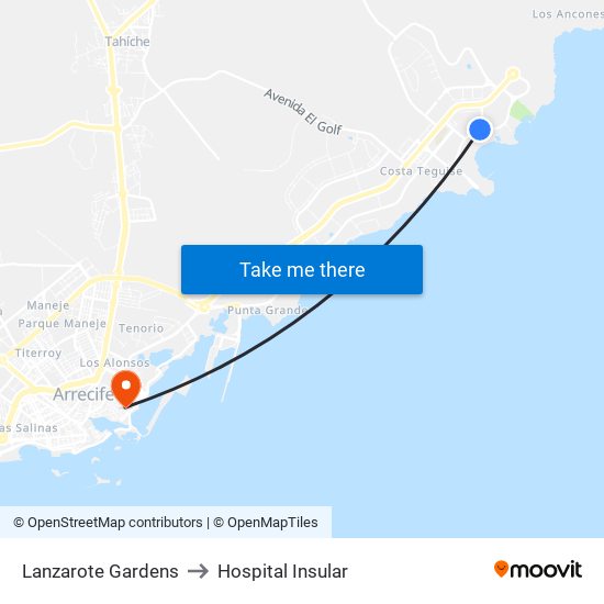Lanzarote Gardens to Hospital Insular map