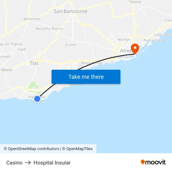Casino to Hospital Insular map