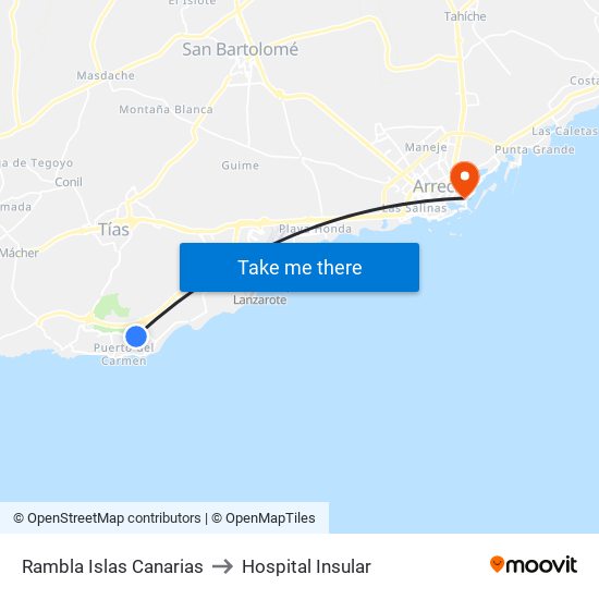 Rambla Islas Canarias to Hospital Insular map