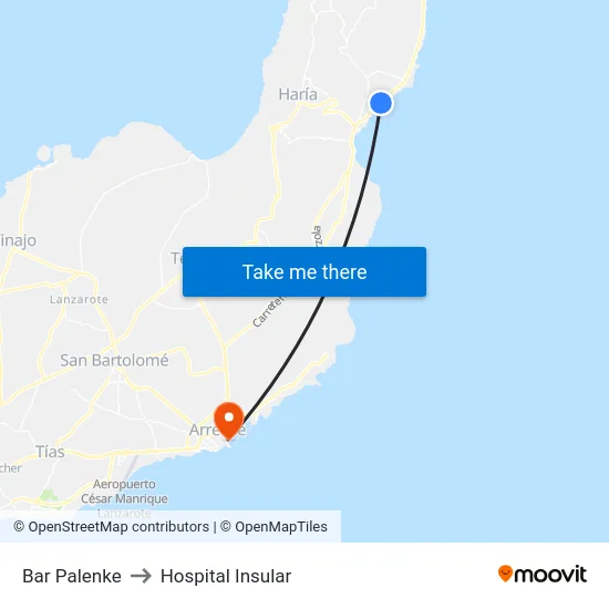 Bar Palenke to Hospital Insular map