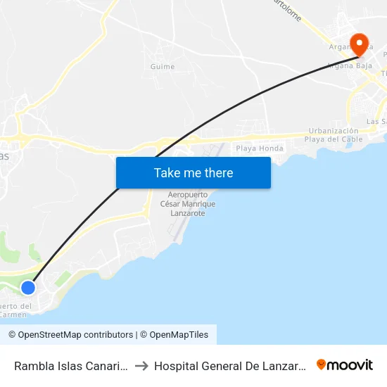 Rambla Islas Canarias to Hospital General De Lanzarote map