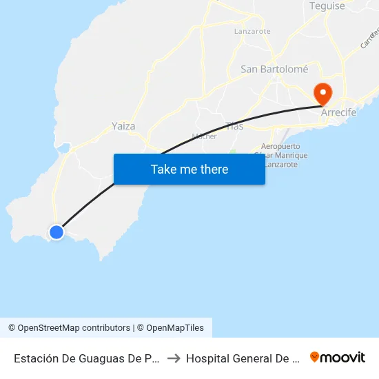 Estación De Guaguas De Playa Blanca to Hospital General De Lanzarote map