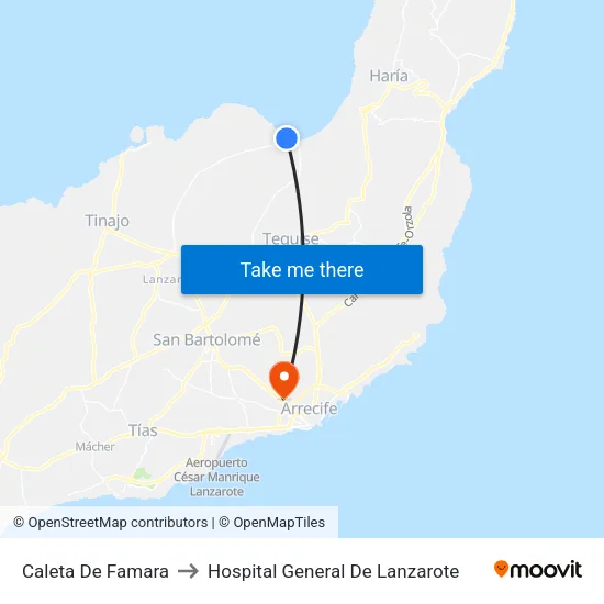 Caleta De Famara to Hospital General De Lanzarote map