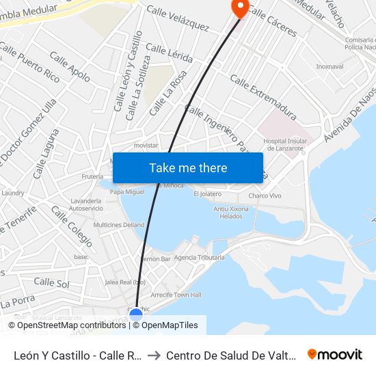 León Y Castillo - Calle Real to Centro De Salud De Valterra map