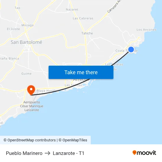 Pueblo Marinero to Lanzarote - T1 map