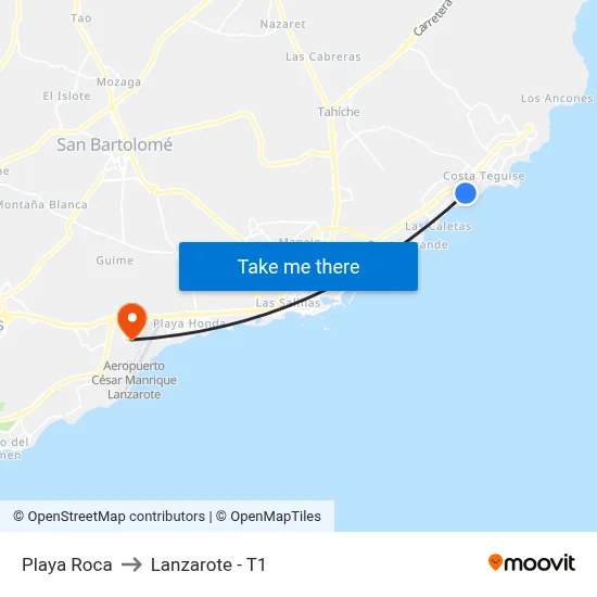 Playa Roca to Lanzarote - T1 map