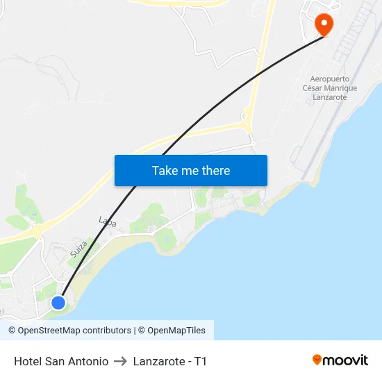 Hotel San Antonio to Lanzarote - T1 map