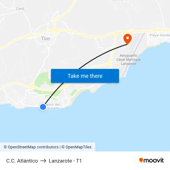 C.C. Atlántico to Lanzarote - T1 map
