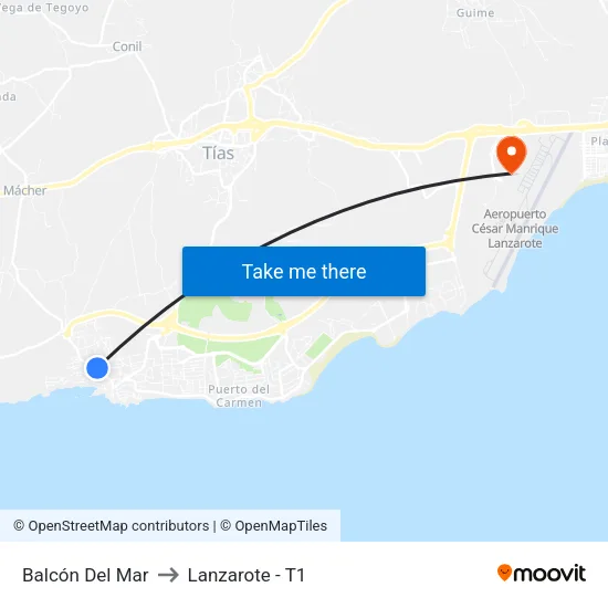 Balcón Del Mar to Lanzarote - T1 map